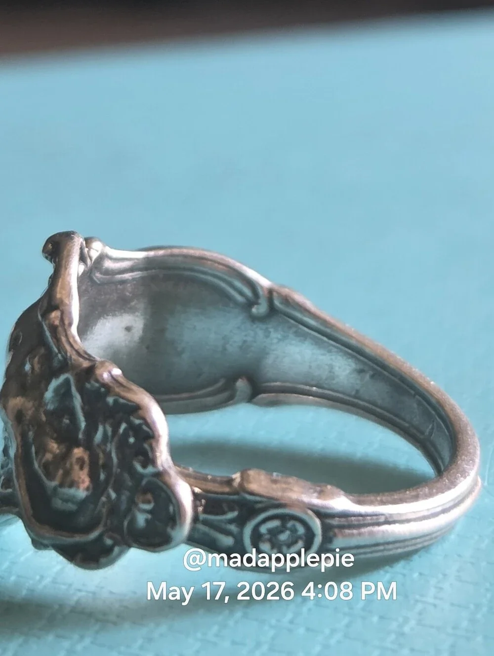 Vintage Sterling Silver Goddess Woman Nude Muse Nymph Spoon Ring #126 - Picture 10 of 15